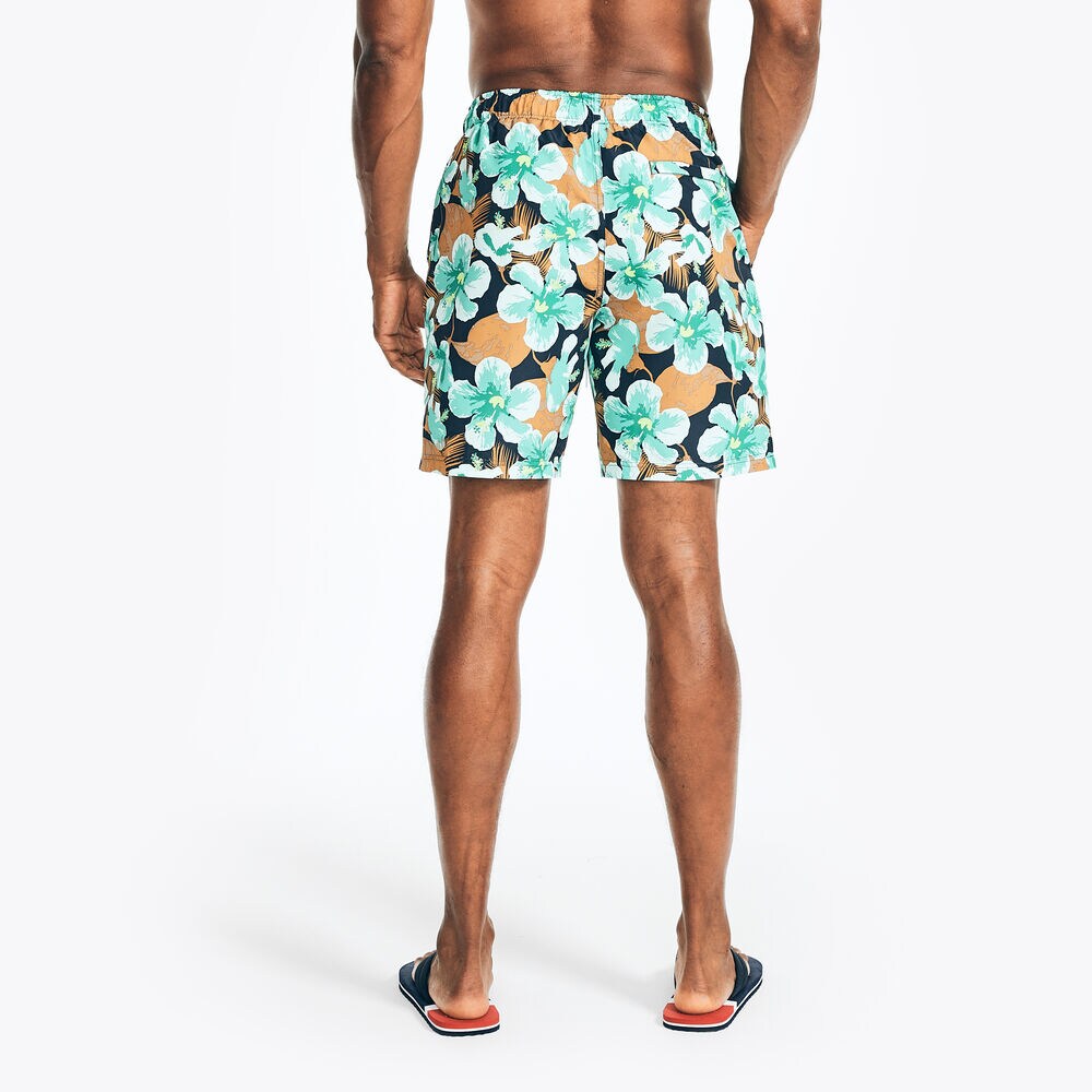 8" HIBISCUS PRINT SWIM,Light Olive,large