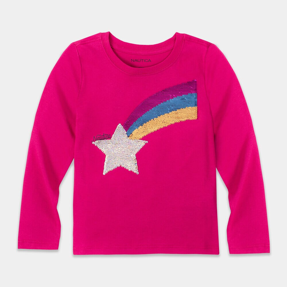 TODDLER GIRLS' REVERSIBLE SEQUIN GRAPHIC LONG SLEEVE T-SHIRT (2T-4T),Mauve Glow,large