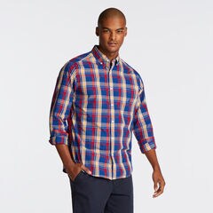 CLASSIC FIT POPLIN SHIRT IN MULTI COLOR PLAID,Limoges,large