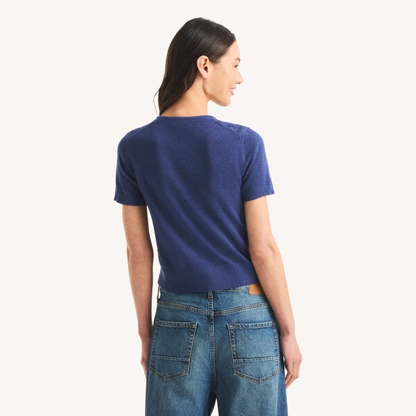 Cable-Knit Short-Sleeve Sweater