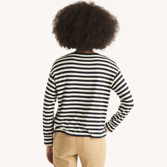 Pieced Striped Top,Navy,large