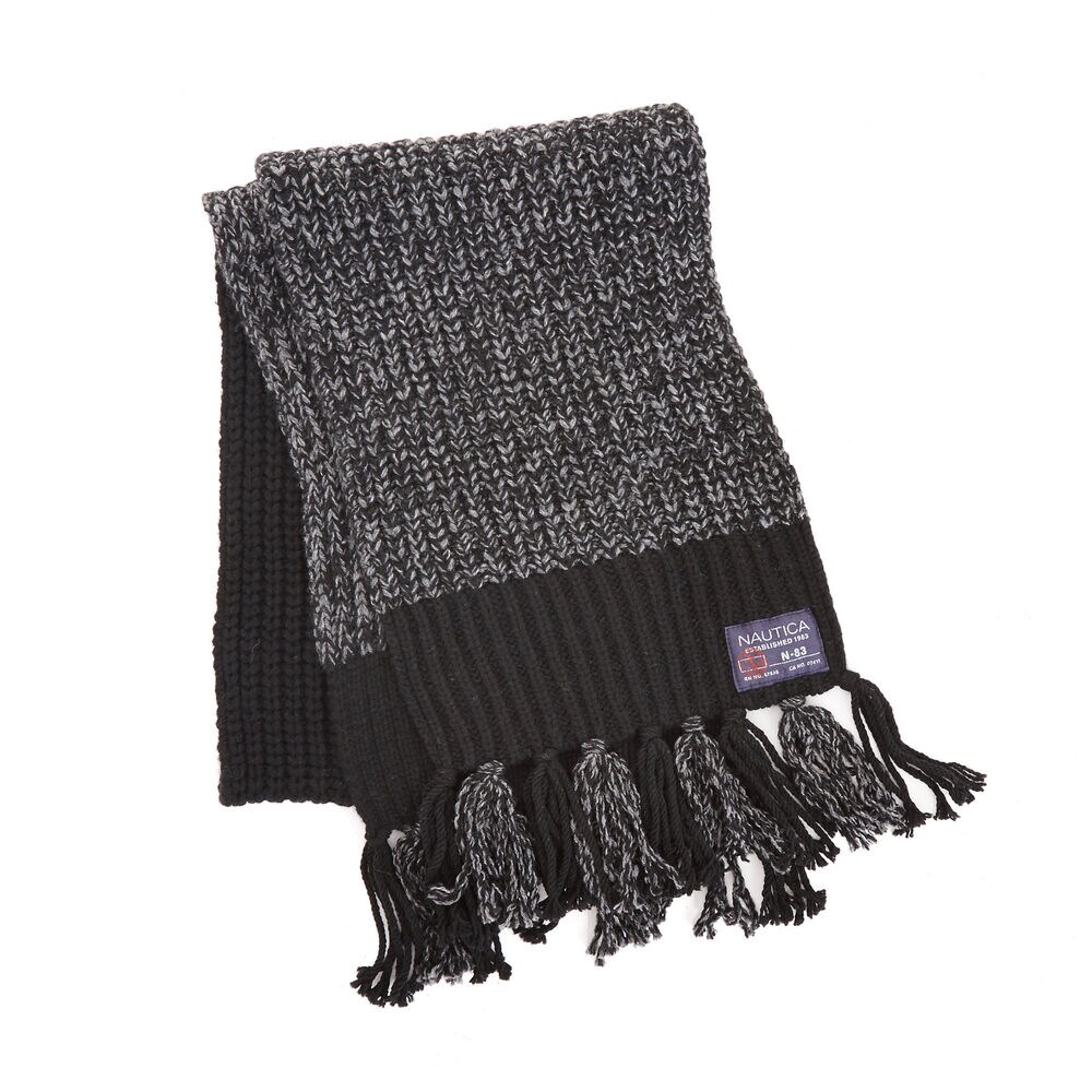 Marled Color Block Scarf,Black,large