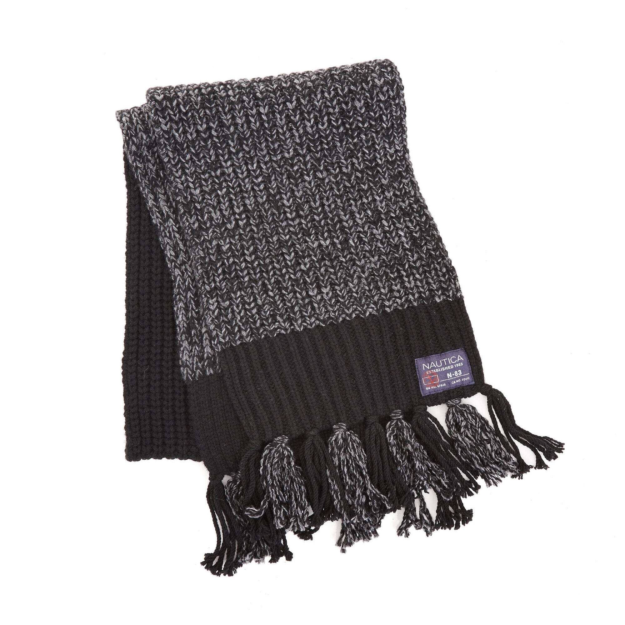 Marled Color Block Scarf,Black,large