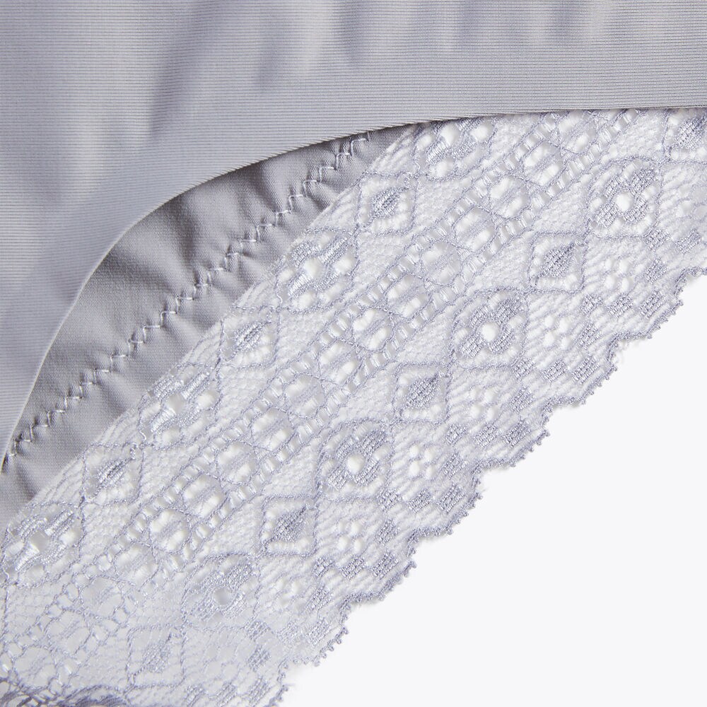 LACE-TRIMMED LASER-CUT BRIEF, 3-PACK,Black,large