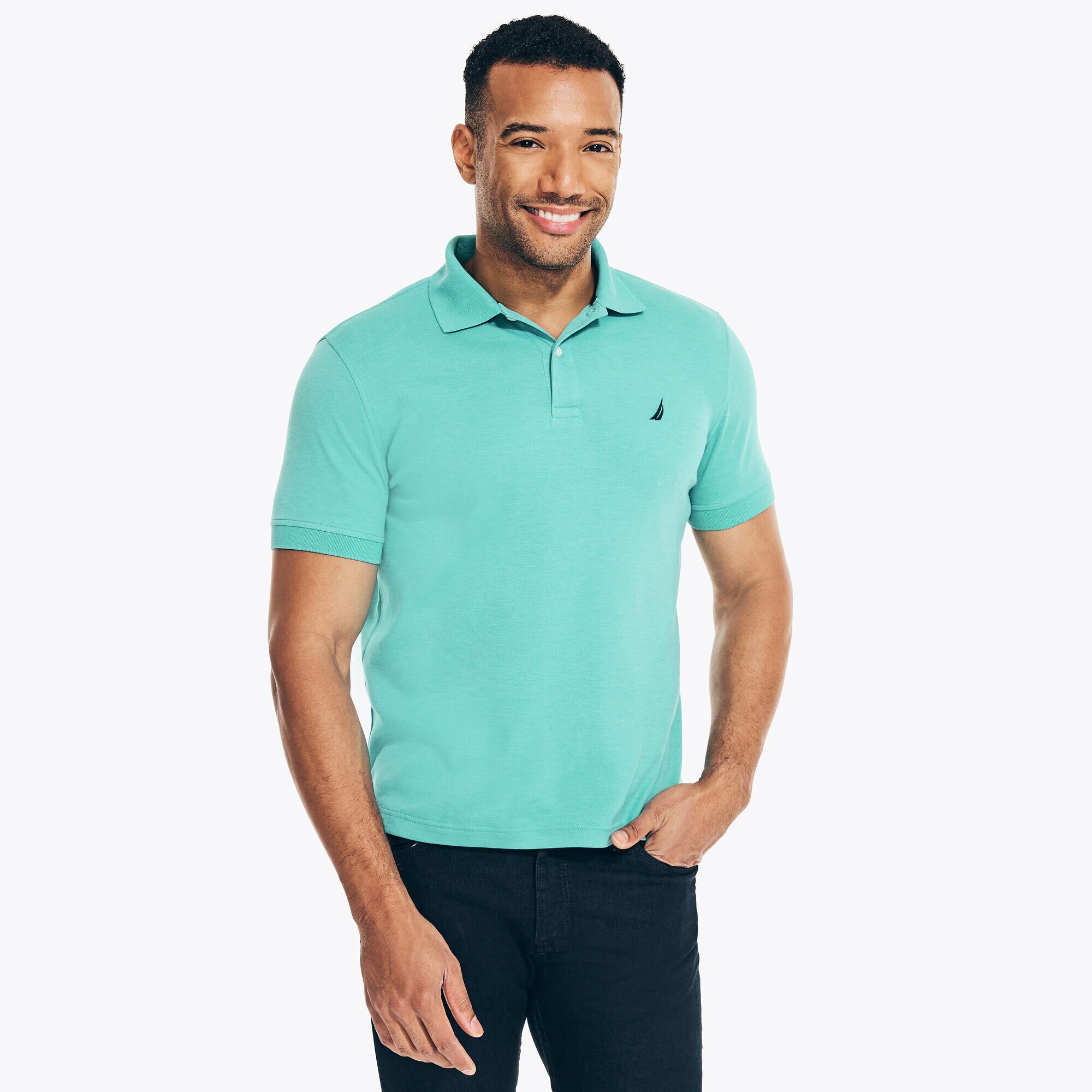 CLASSIC FIT INTERLOCK POLO,Nite Sea Heather,large