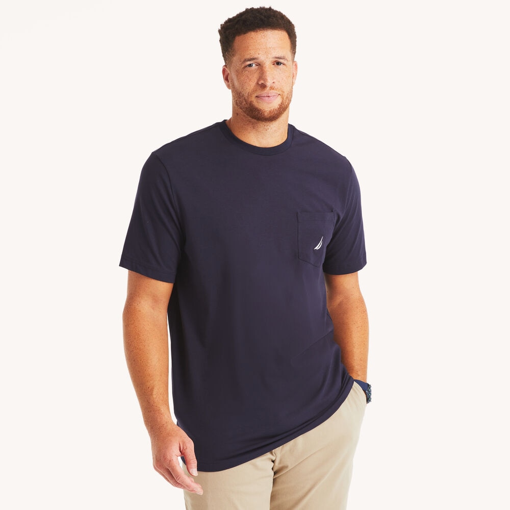 Big & Tall Pocket T-Shirt,Navy,large