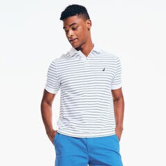 CLASSIC FIT STRIPED DECK POLO,Bright White,large