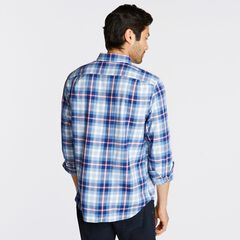 PLAID BRUSHED TWILL SHIRT,Riviera Blue,large