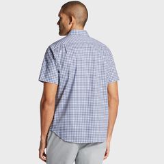 Wrinkle-Resistant  Short Sleeve Poplin Shirt in Plaid,Blue Depths,large