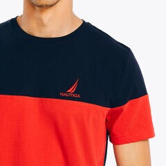 Colorblock Crewneck T-Shirt,Stellar Blue Heather,large