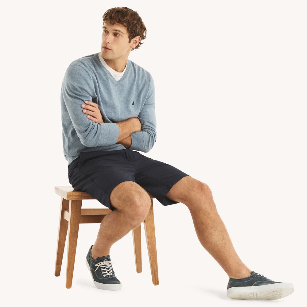 Navtech V-Neck Deck Sweater,Anchor Blue Heather,large