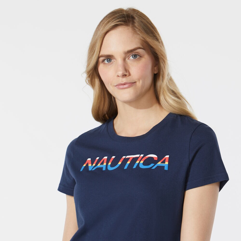 MULTICOLOR METALLIC LOGO T-SHIRT,Stellar Blue Heather,large
