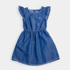 TODDLER GIRLS' CHAMBRAY FLUTTER SLEEVE DRESS (2T-4T),Clear Sky Blue,large