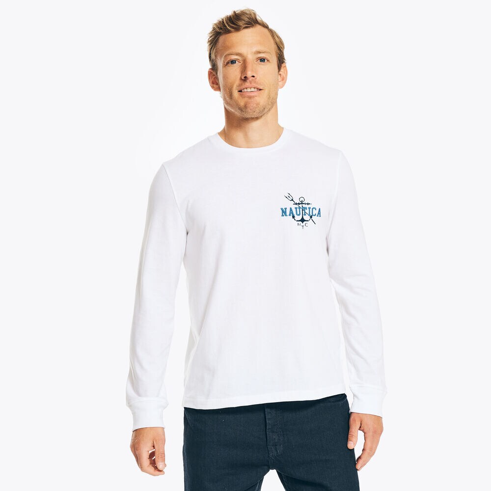 NAUTICA JEANS CO. SUSTAINABLY CRAFTED LONG-SLEEVE GRAPHIC T-SHIRT,Bright White,large