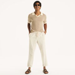 Herringbone Sweater Polo,Egret,large