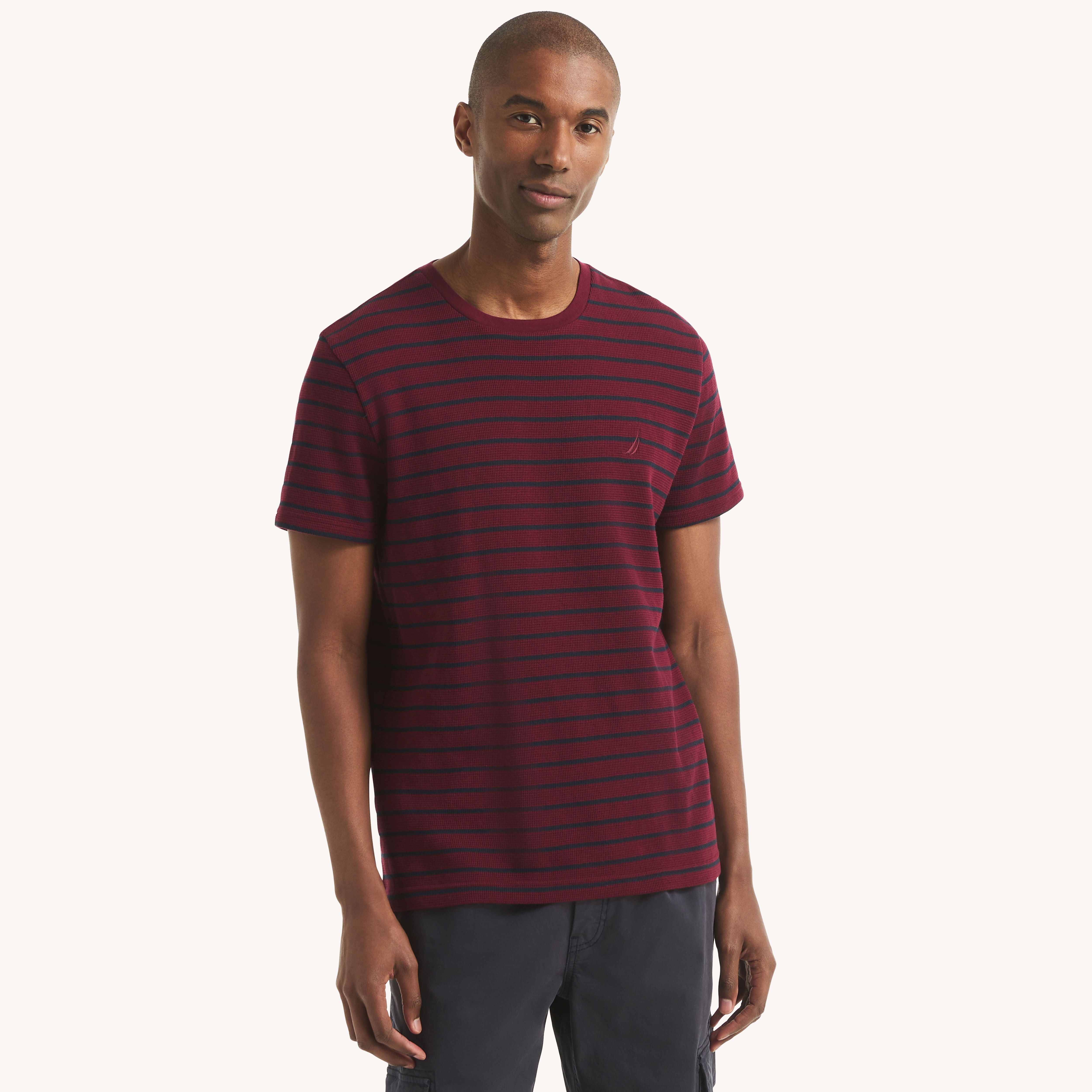 Waffle Knit Striped Crewneck T-Shirt | Nautica