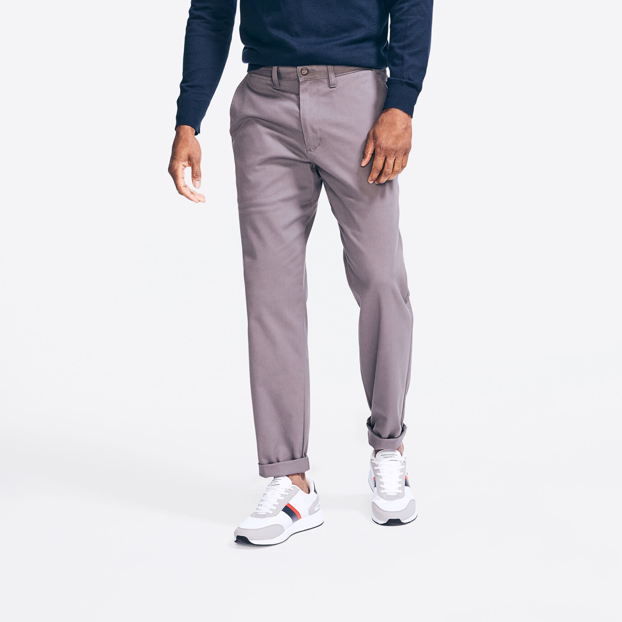 Wrinkle-Resistant Classic Fit Deck Pant,Pewter Grey,large