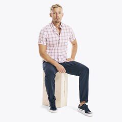 NAVTECH PLAID SHORT-SLEEVE SHIRT,Melonberry,large