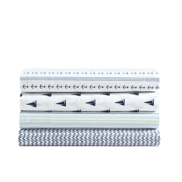 Camp Stripe Blue Full Sheet Set