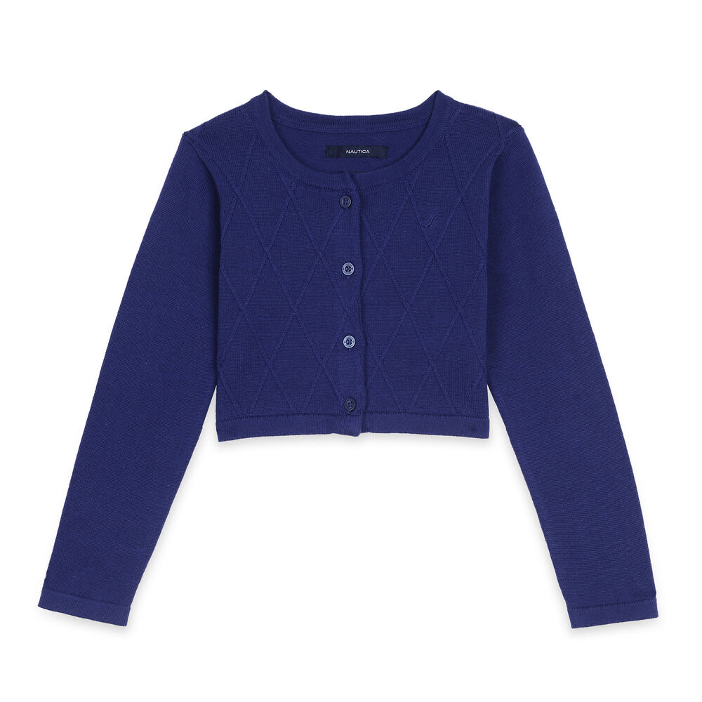  Girls' Cropped Cardigan (8-16),Aqua Isle,large