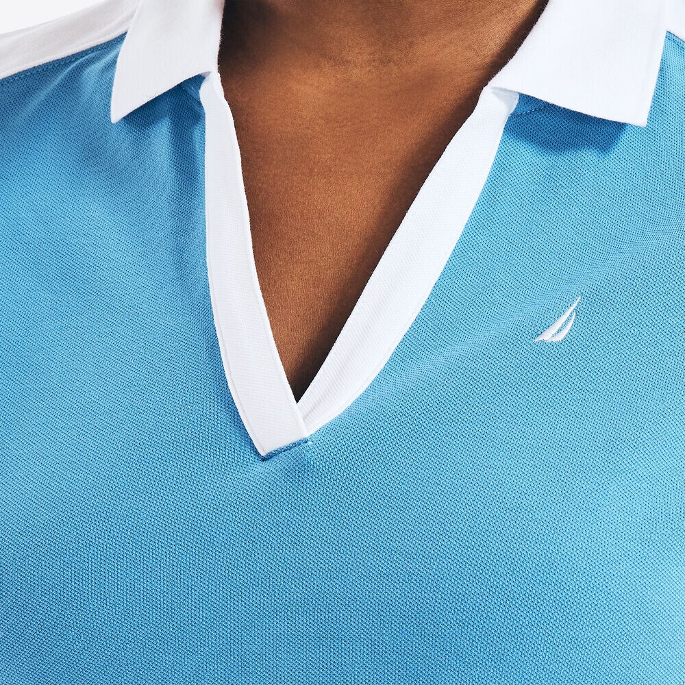 COLORBLOCK SPLIT-NECK POLO,Stellar Blue Heather,large