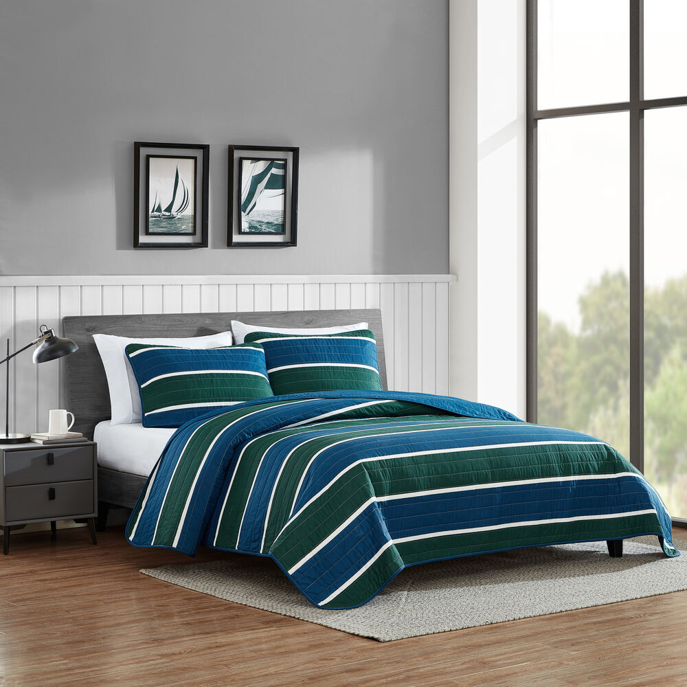 Knots Cove Navy Full/Queen Reversible Quilt & Sham Set,Bali Bliss,large