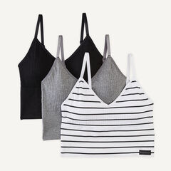 Ribbed Seamless Brami, 3-Pack,Antique White Wash,large