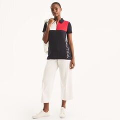 Colorblock Zip-Up Polo,Navy,large
