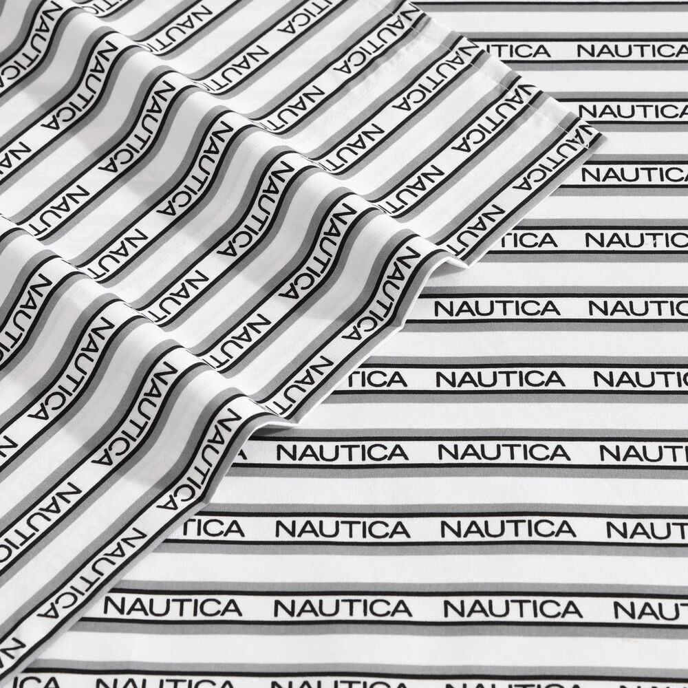 Striped Logo Full Sheet Set,Tango Red,large