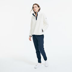 QUARTER-ZIP SHERPA PULLOVER,Marshmallow,large