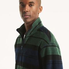 Printed Nautex Fleece Half-Zip Mock-Neck Pullover,Galley Green,large