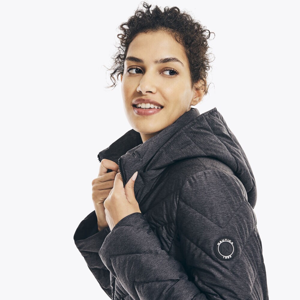 PACKABLE STRETCH HOODED JACKET,Grey Heather,large