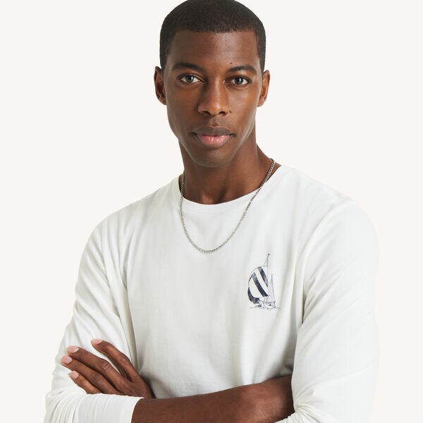 Long-Sleeve Embroidered Graphic T-Shirt
