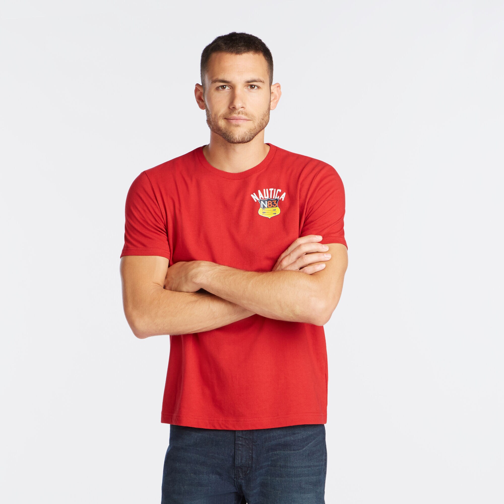 OAR CREST GRAPHIC T-SHIRT,Nautica Red,large
