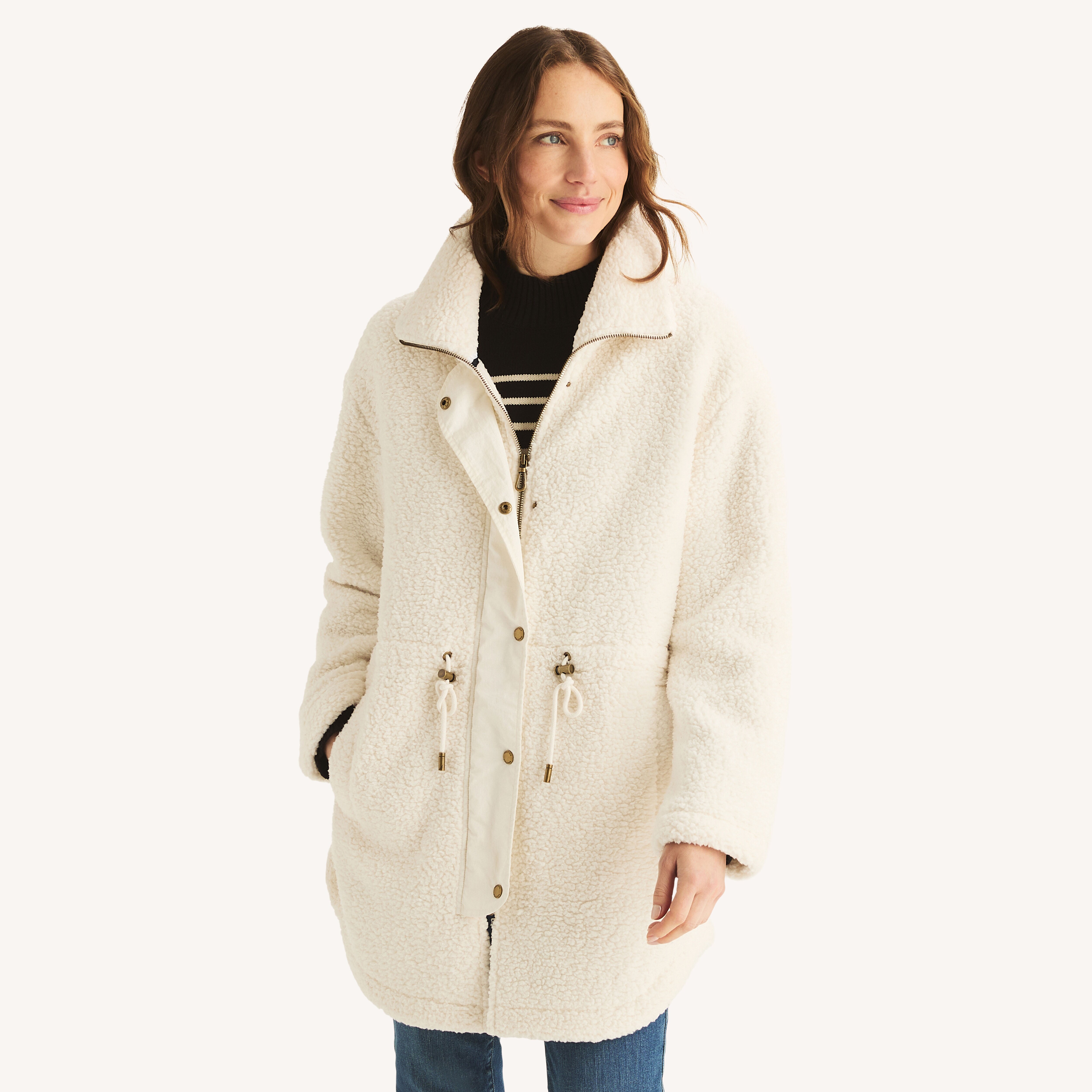 Snap-Front Faux Shearling Jacket | Nautica