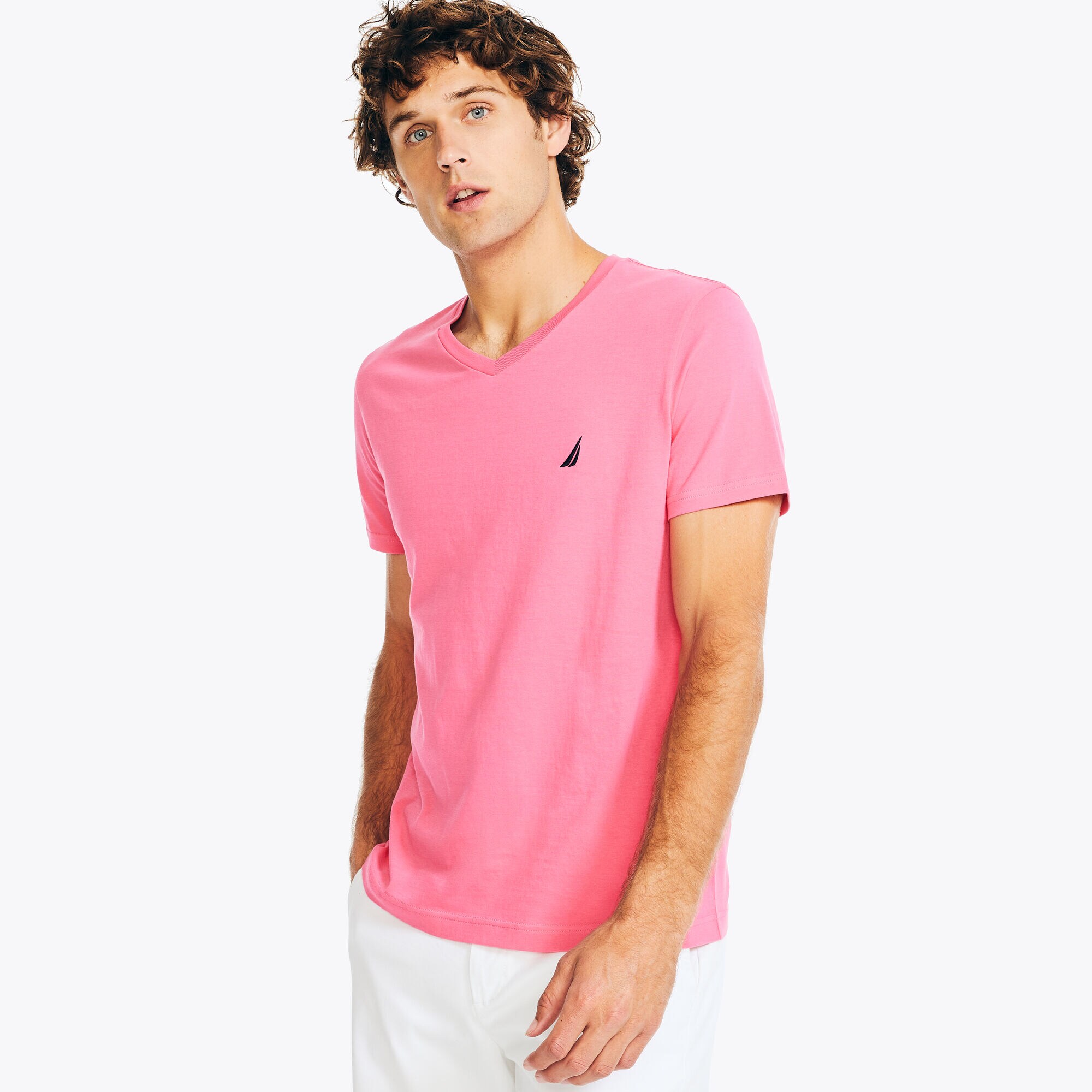 V-Neck Deck T-Shirt,Edgartown Red,large