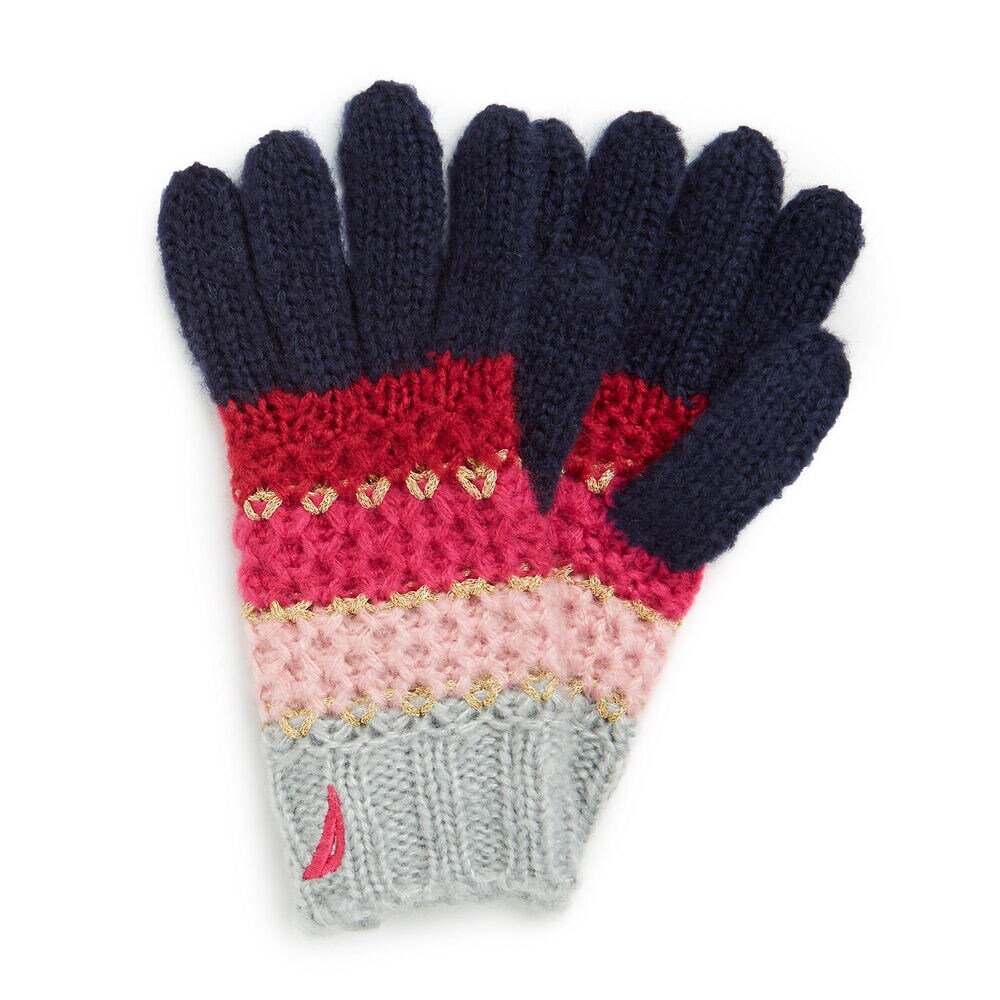 Metallic Stripe Gloves,Distressed Blue Wash,large