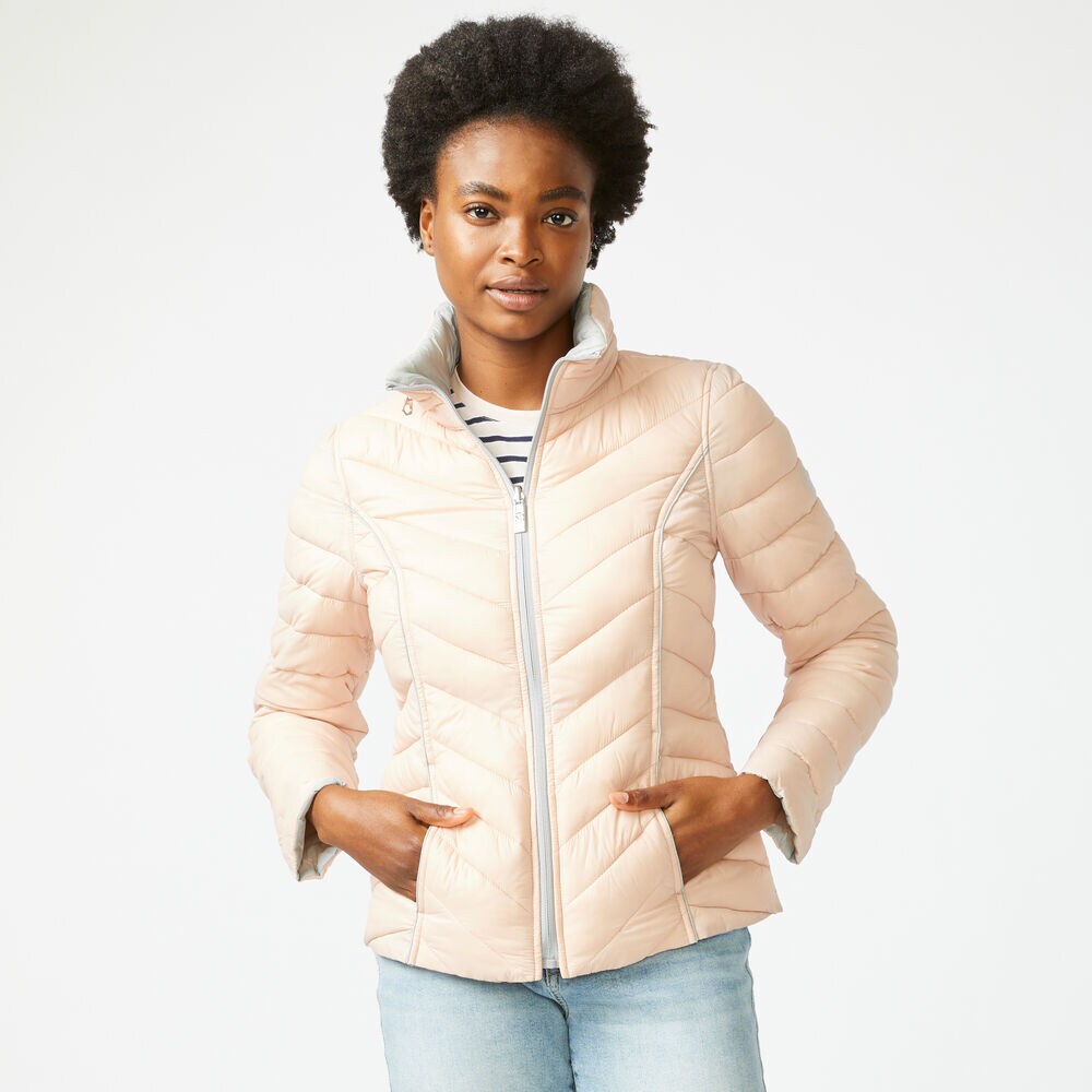 REVERSIBLE PACKABLE HOODED COAT,Light Purple,large
