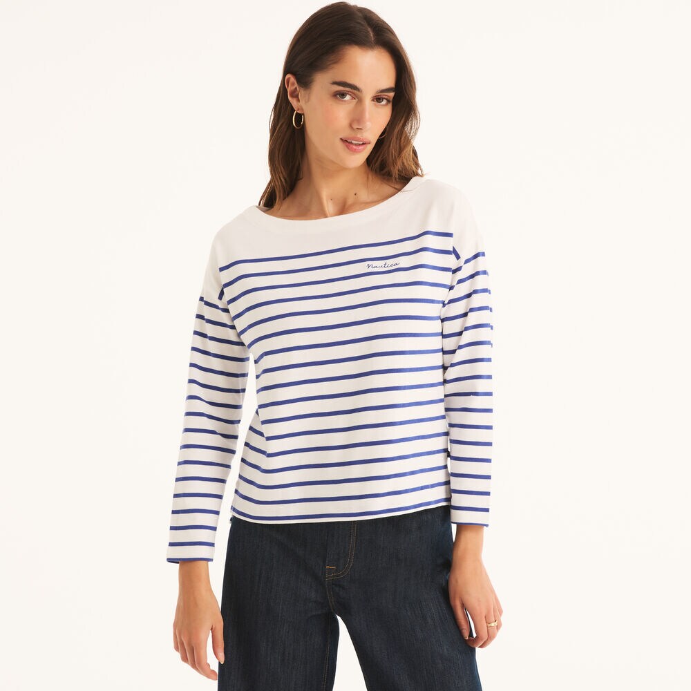 Striped Long-Sleeve T-Shirt,Classic Blue,large