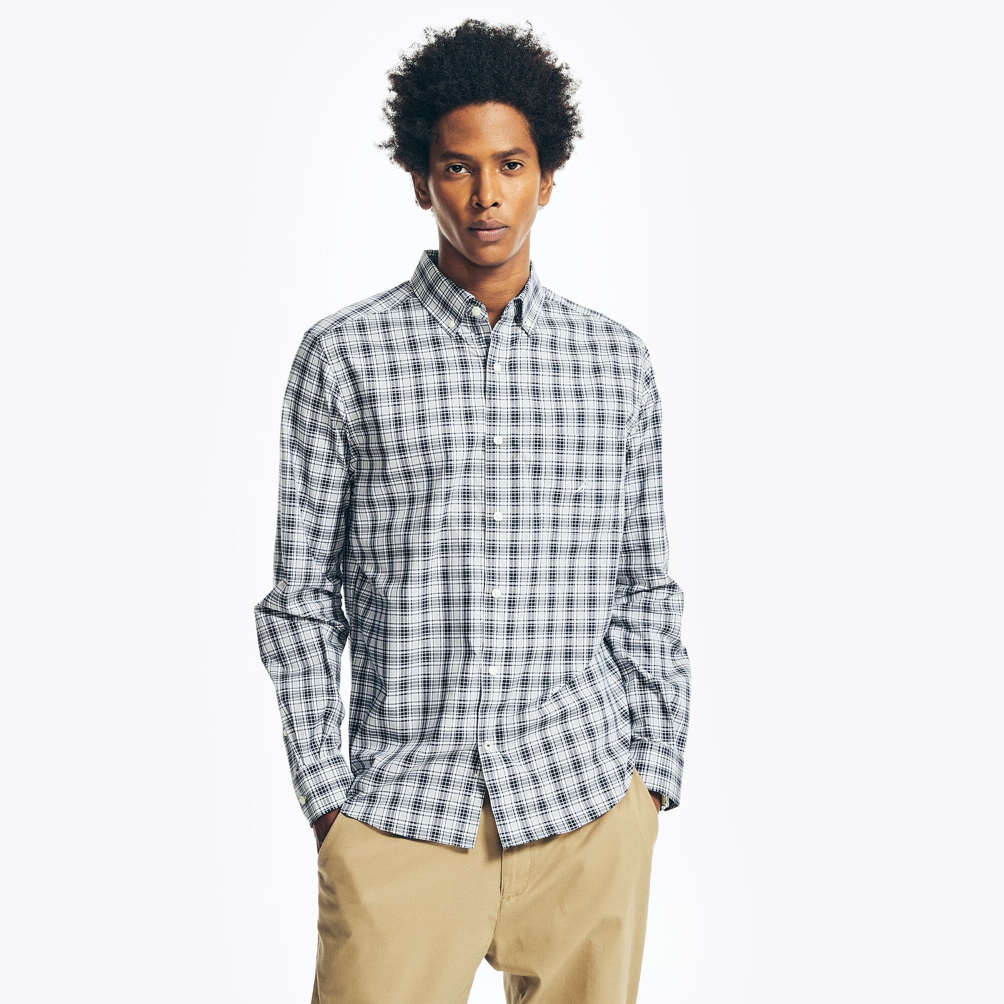 PLAID OXFORD SHIRT,High Rise,large