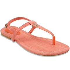Above Deck Linen T-Strap Sandals,Pale Coral,large