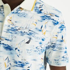Classic Fit Printed Polo,White,large