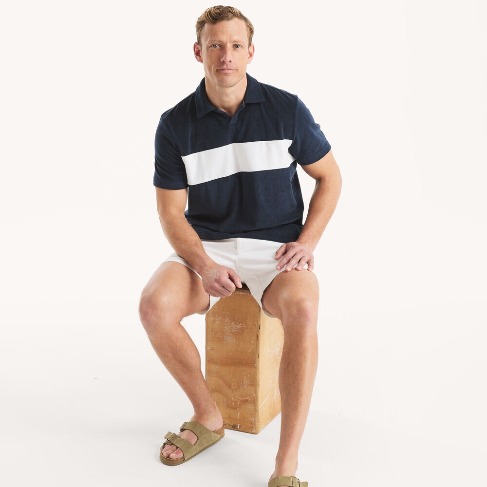 Classic Fit Johnny Collar Terry Polo,Stellar Blue Heather,large