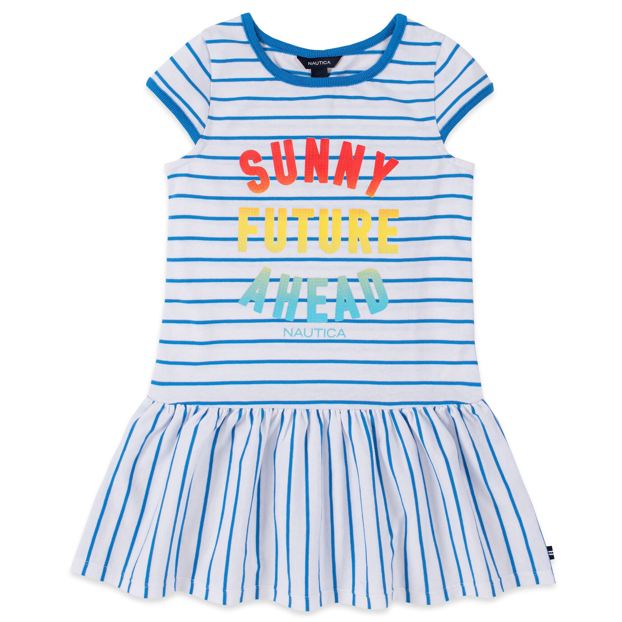 TODDLER GIRLS' STRIPED WAVE CHASER SEQUIN GRAPHIC DRESS (2T-4T),Surf Water Wash,large