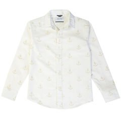 Little Boys' Anchor Button-Down Shirt (2T-7),Chalk,large