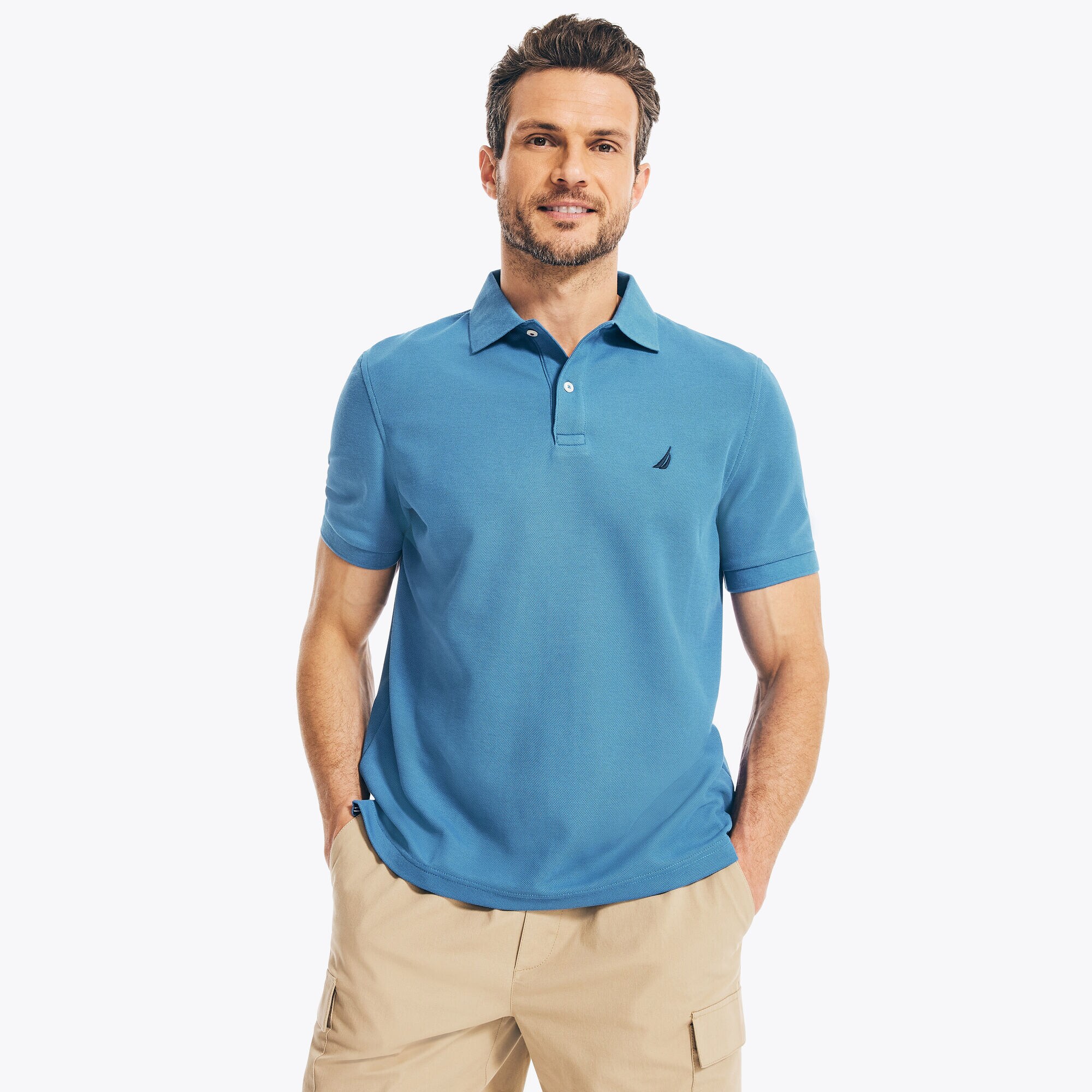 SUSTAINABLY CRAFTED CLASSIC FIT PERFORMANCE DECK POLO,Nite Sea Heather,large