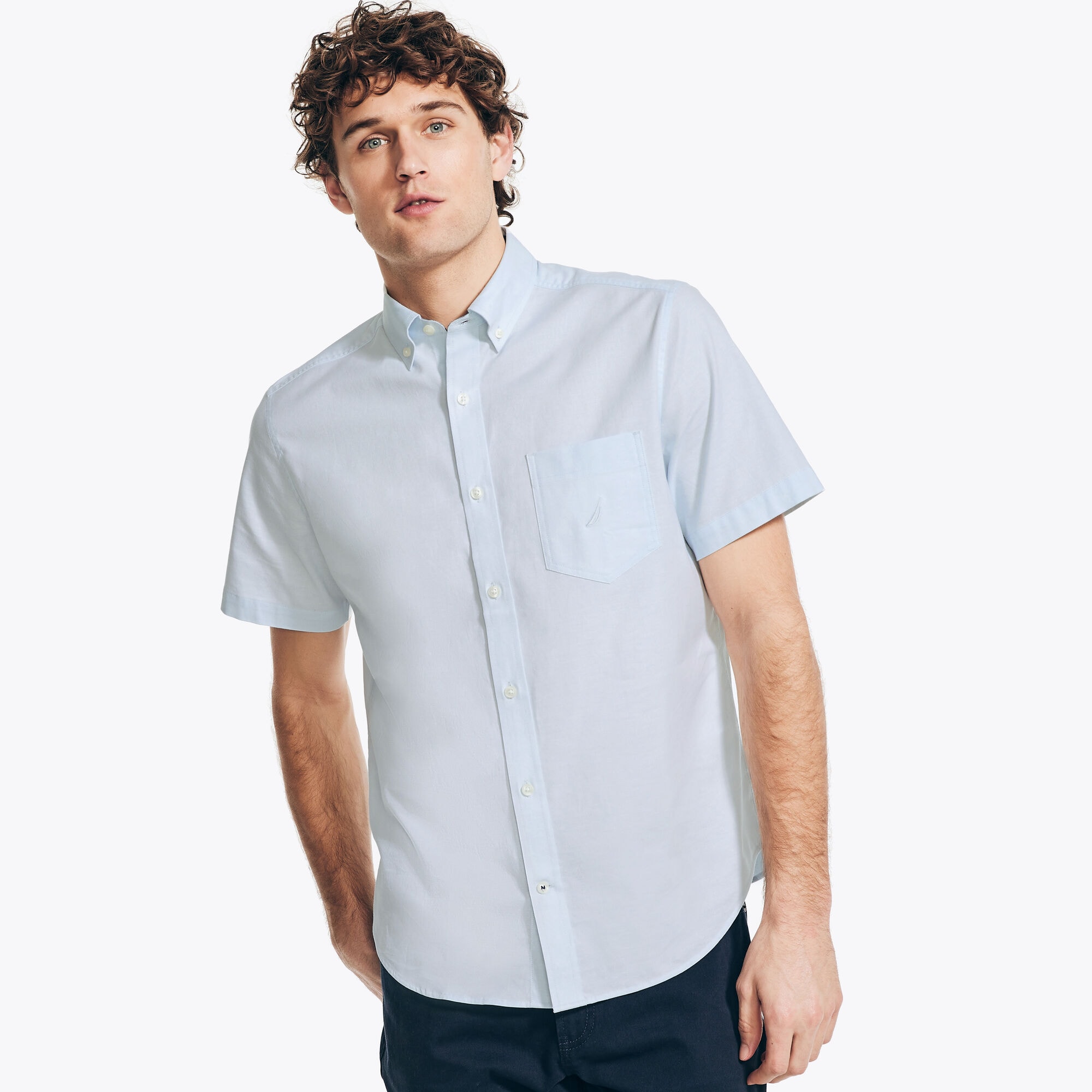 SHORT-SLEEVE OXFORD SHIRT,Sea Mist,large