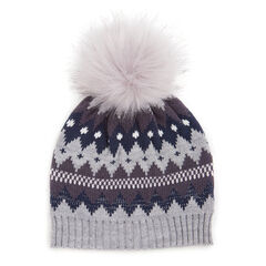 Fairisle Pom Hat,Grey Heather,large