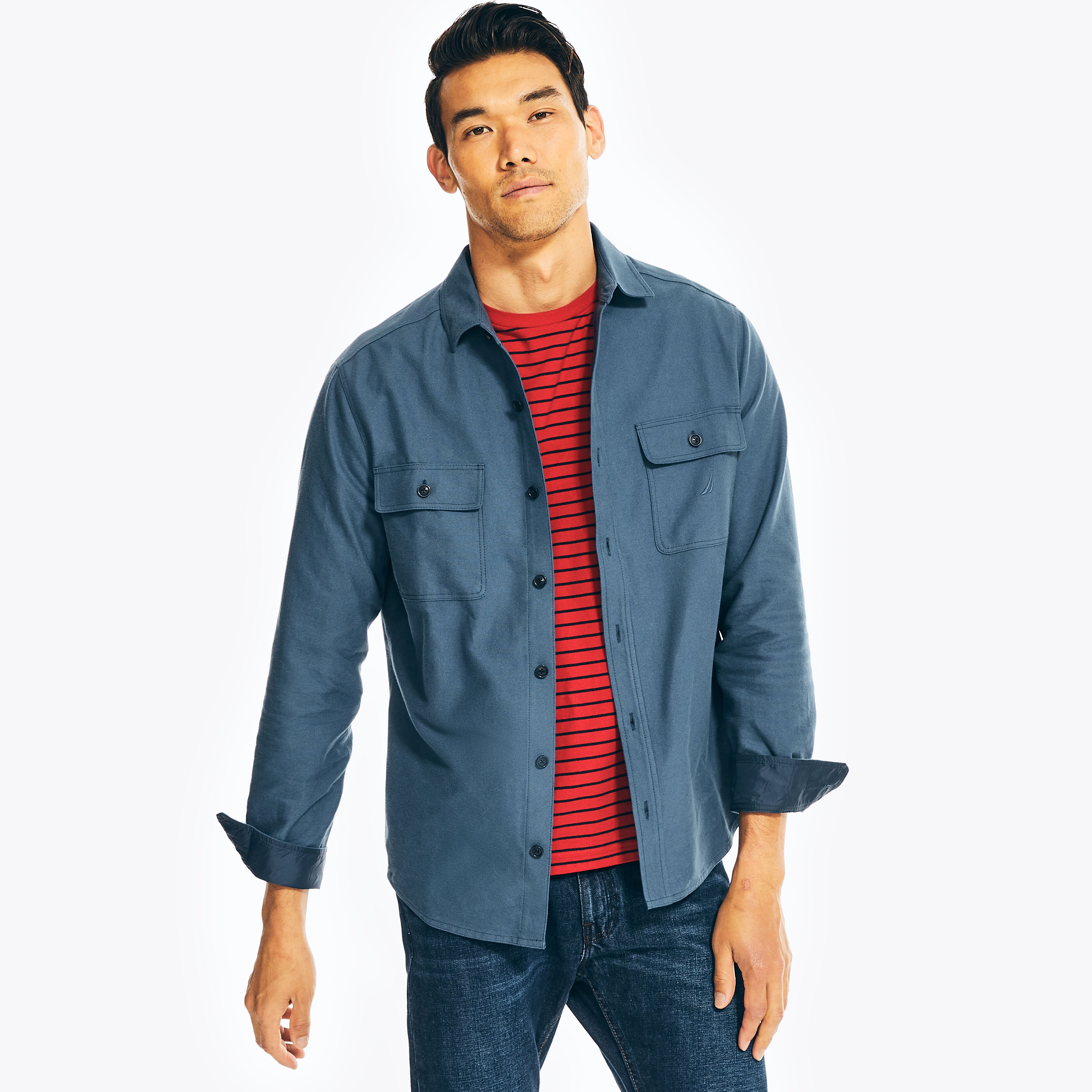 Nautica Mens Solid Flannel Shirt