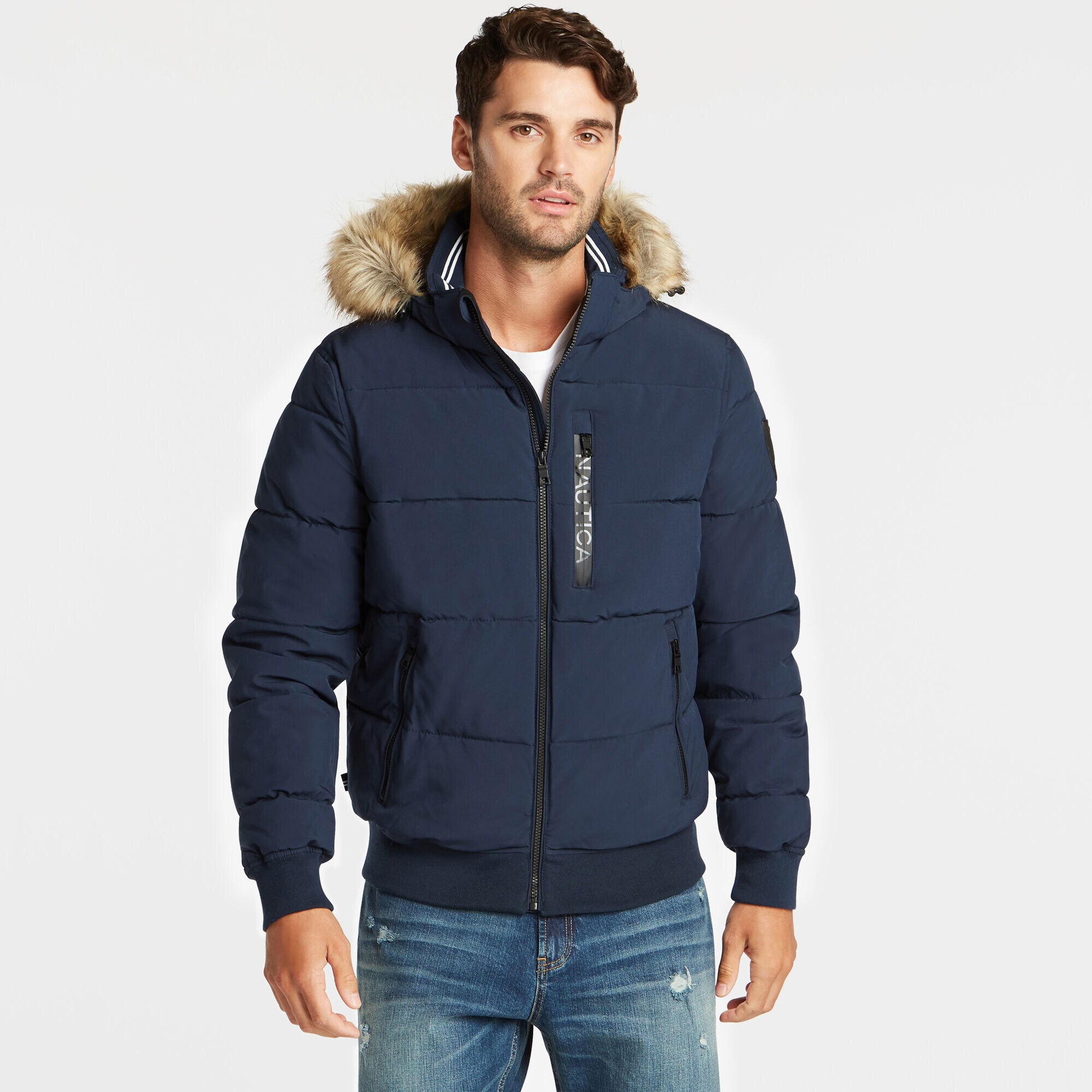 Nautica Stretch Bomber With Removable Hood V822464